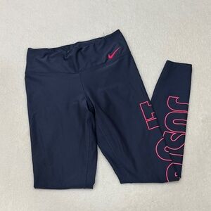 Nike Women’s Navy Blue Leggings with Pink Logo